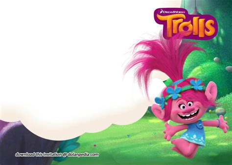 Free Printable Cute Trolls Invitation Templates Dolanpedia