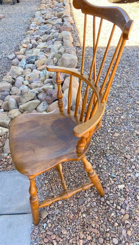 Vintage S Bent Bros Comb Back Windsor Chair Solid Wood Maple Accent