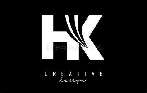 creative white letters hk h k logo with leading lines and road concept design letters with