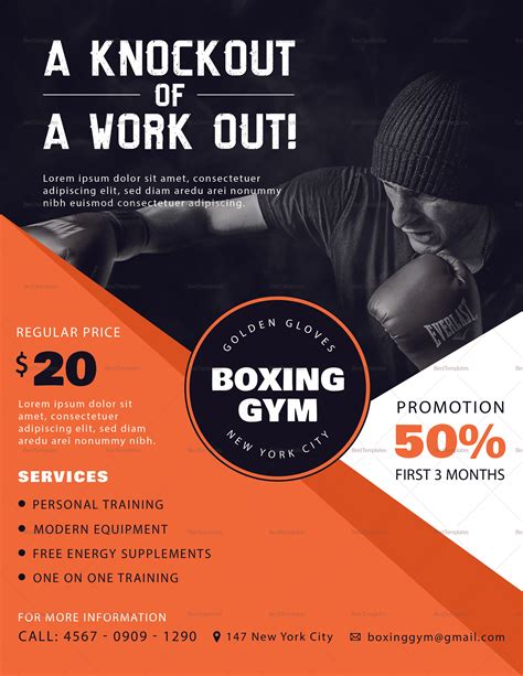 Boxing Gym Flyer Design Template In Psd Word Publisher Illustrator