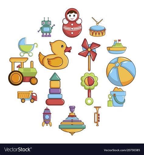 Kids Toys Icons Set Cartoon Style Royalty Free Vector Image
