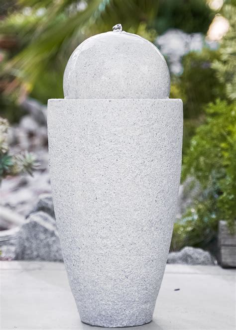 Xbrand Modern Stone Textured Round Sphere Water Fountain Wled Lights