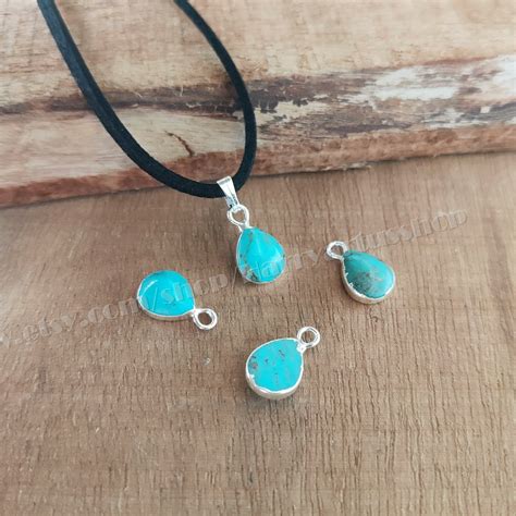 Natural Turquoise Choker Necklacemini Turquoise Teardrop Etsy