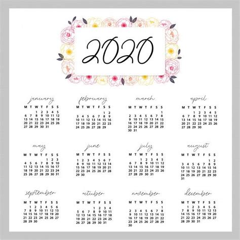 Calendarios 2020 Para Imprimir Bonitos Otoley