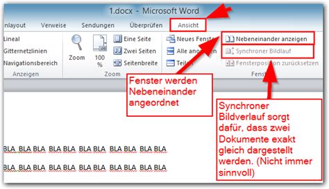 Microsoft Word 2010 Zwei Dokumente Nebeneinander Bearbeiten Und
