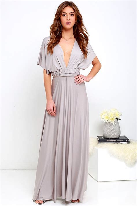 Lovely Light Grey Dress Convertible Dress Jersey Knit Maxi 6400