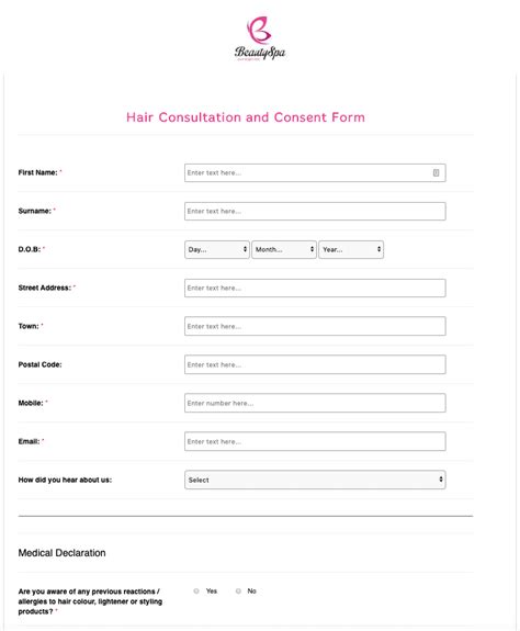Hair Consultation Form And Hair Consent Form Template