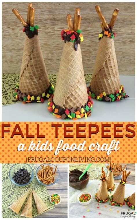 I came up with over 20 different valentine's day food crafts for kids that would be a perfect activity for a valentine's day class party at school. Fall Ice Cream Cone Teepees | Recipe | Kids food crafts ...