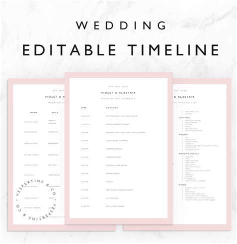 Wedding Day Timeline Template Word Doctemplates