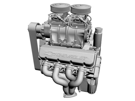 Chevrolet Big Block V8 Engine With Blower 3d Model Flatpyramid