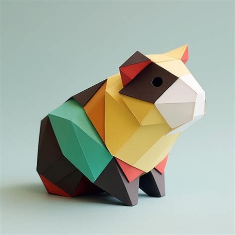 Premium Ai Image Playful Origami Guinea Pig Geometric Paper Toy With