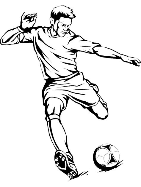 A Black And White Drawing Of A Man Kicking A Soccer Ball