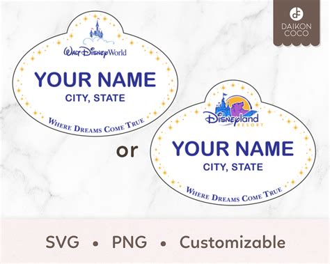 Walt Disney World Cast Member Name Tag Svg Or Disneyland Cast Etsy