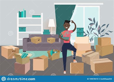 Moving A Young Girl To Another Apartment Stock Vector Illustration Of