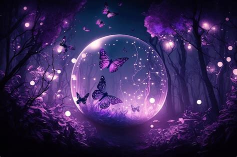 premium photo magical fantasy romantic night background with full moon glowing butterflies
