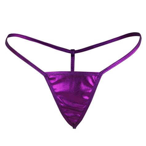 Sexy Purple Low Waist Faux Leather Thong Night Club T Back Pt16581