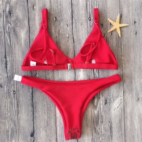 Micro Push Up Bikinis Mujer 2019 Padded Thong Mini Bikini Set Women Swimwear Solid High Cut