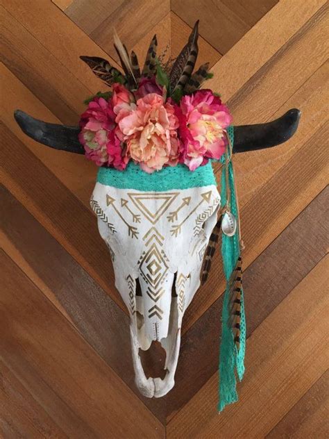 Pin By French On Crafts Boho Cow Skull Cow Skull Decor Cow Skull Art