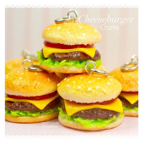 Cheeseburger Charm Necklace Pendant Miniature Food Jewelry Etsy