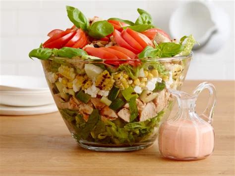 Summer Layered Salad With Grilled Chicken And Tomato Vinaigrette Recipe