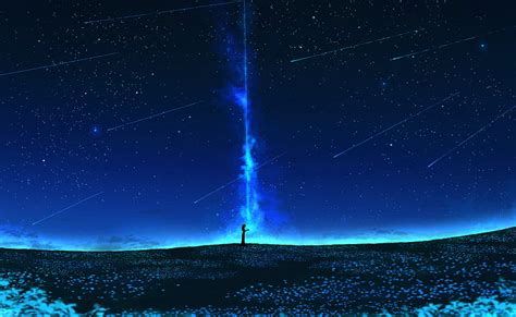 Hd Wallpaper Anime Shooting Stars Star Space Astronomy Sky Night