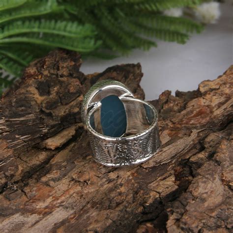 Blue Chalcedony Ring Oval Gemstone 925 Sterling Silver Etsy