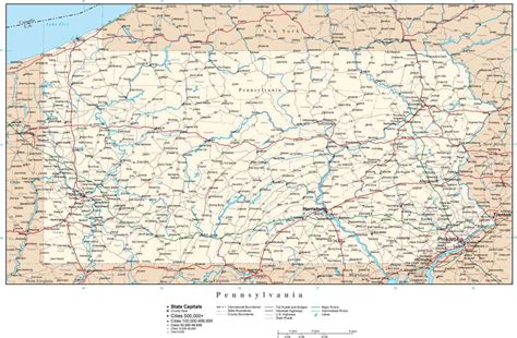 Pennsylvania map in Adobe Illustrator vector format