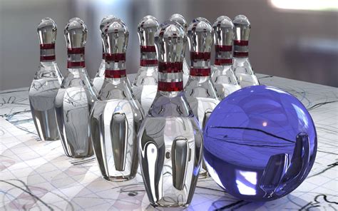 Bowling , bowling equipment , bowling lane , bowling ball , bowling pin. Glass Bowling Ball and Pins | The ball is simply a sphere ...
