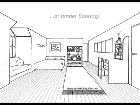 Interior Design Bedroom Sketches One Point Perspective