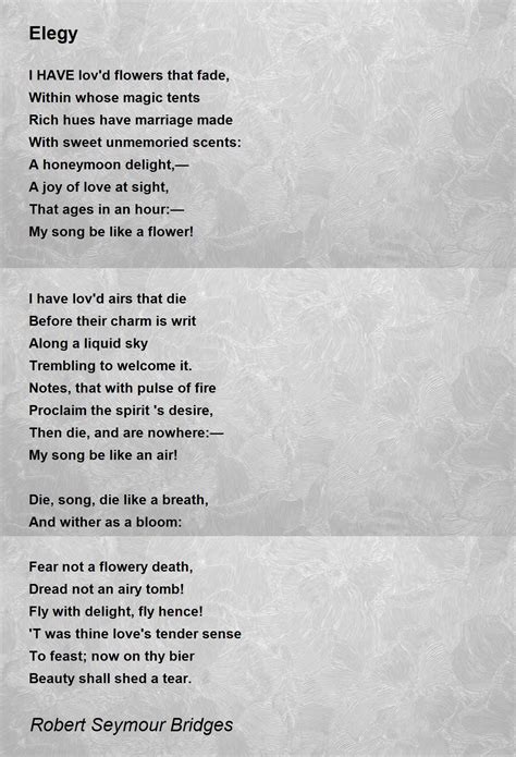 Elegy Poem By Robert Seymour Bridges Poem Hunter