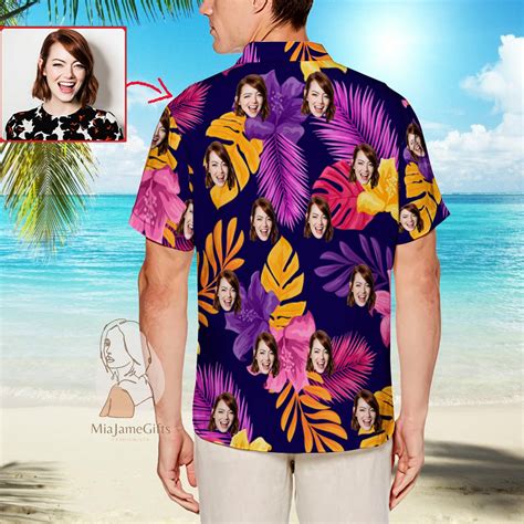 Custom Face Hawaii Shirt Men Personalized Photo Shirt Hawaii Etsy