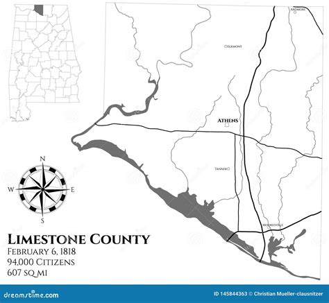 Alabama Limestone County Map Vector Illustration