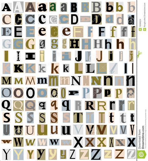 Alphabet Letters Magazine And Newspaper Style Stock Illustration