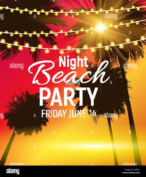 summer night beach party poster tropical natural background wi stock vector image and art alamy