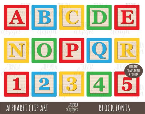 BLOQUES FUENTES Clipart Alphabet Clip Art bloques para niños Etsy México