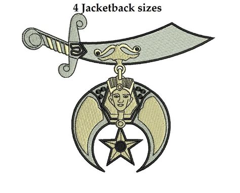 Shriner Emblem Jacketback 4 Sizes Digitized Filled Machine Embroidery