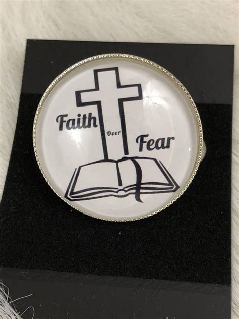 Faith Over Fear Bible And Cross Silver Tone Pinbrooch Beautiful