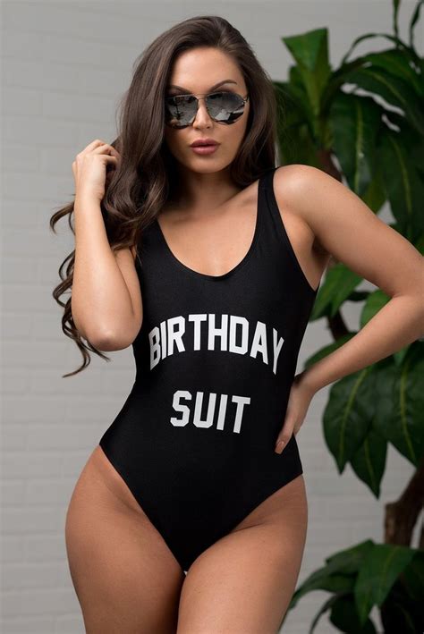 Birthday Suit One Piece Swimsuit Black Swimwearbikinibeachstyle