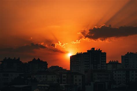 Foto De Stock Gratuita Sobre Amanecer Anochecer Cielo Naranja Ciudad