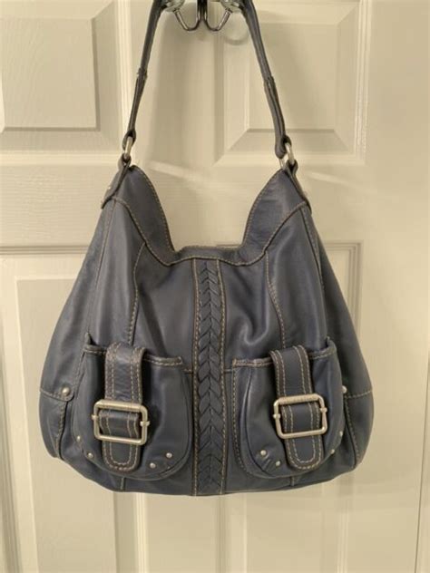 Tignanello Leather Hobo Handbag Blue EBay