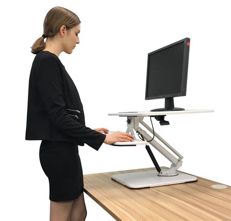 Sit To Stand Desktop Riser White With Pneumatic Adjustment Price In