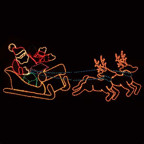 Christmas Light Rooftop Led Animated Waving Santa Reindeer With Sleigh