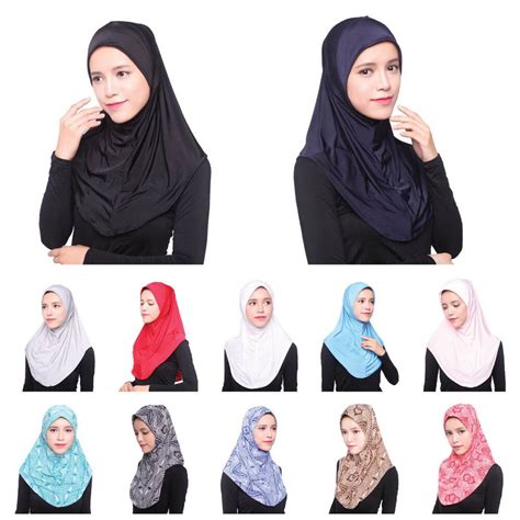 Muslim Women Viscose Hijab Cap Islamic Head Wear Hat Solid Color Full Coverage Female Muslim
