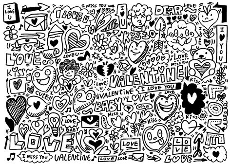 Love And Valentines Day Doodle Doodle Art Doodling Adult Coloring Pages