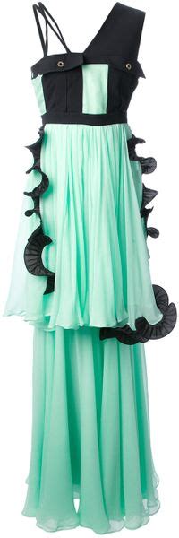 Emanuel Ungaro Structured Blouse Gown In Green Lyst