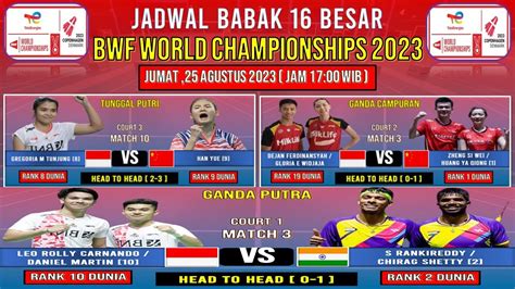 jadwal 16 besar bwf world championships 2023 hari ini day4 r32 9 wakil bertanding bwc 2023