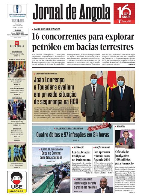 Jornal De Angola Terça 13 De Julho De 2021