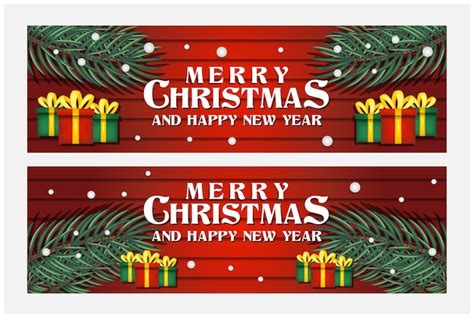 Premium Vector Merry Christmas And Happy New Year Greeting Banner