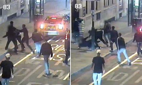 Camden Cctv Footage Shows A Man Being Stabbed During A Mass Brawl