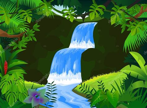 Beautiful Waterfall — Stock Vector © Dagadu 5747014